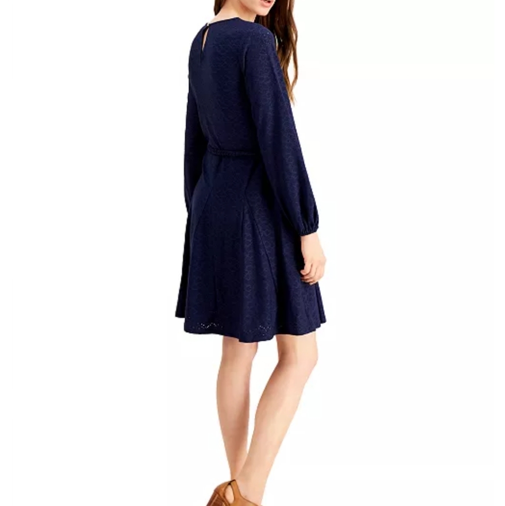Michael Kors Navy Blue Rope Tie Waist Eyelet Dress - Picture 10 of 14